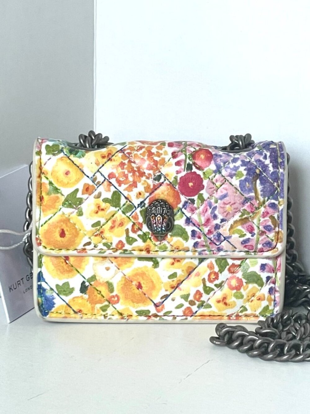 Kurt Geiger Micro Kensington Floral Couture Crossbody Tattie Isles Yellow